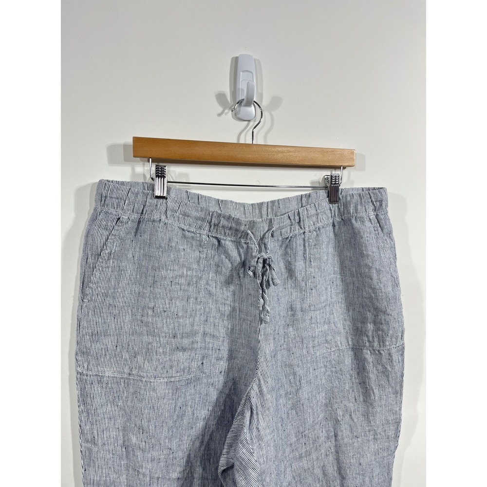 J Jill Love Linen Stripe Drawstring Pull On Pants Womens XL Coastal Resort Boho - Picture 3 of 12
